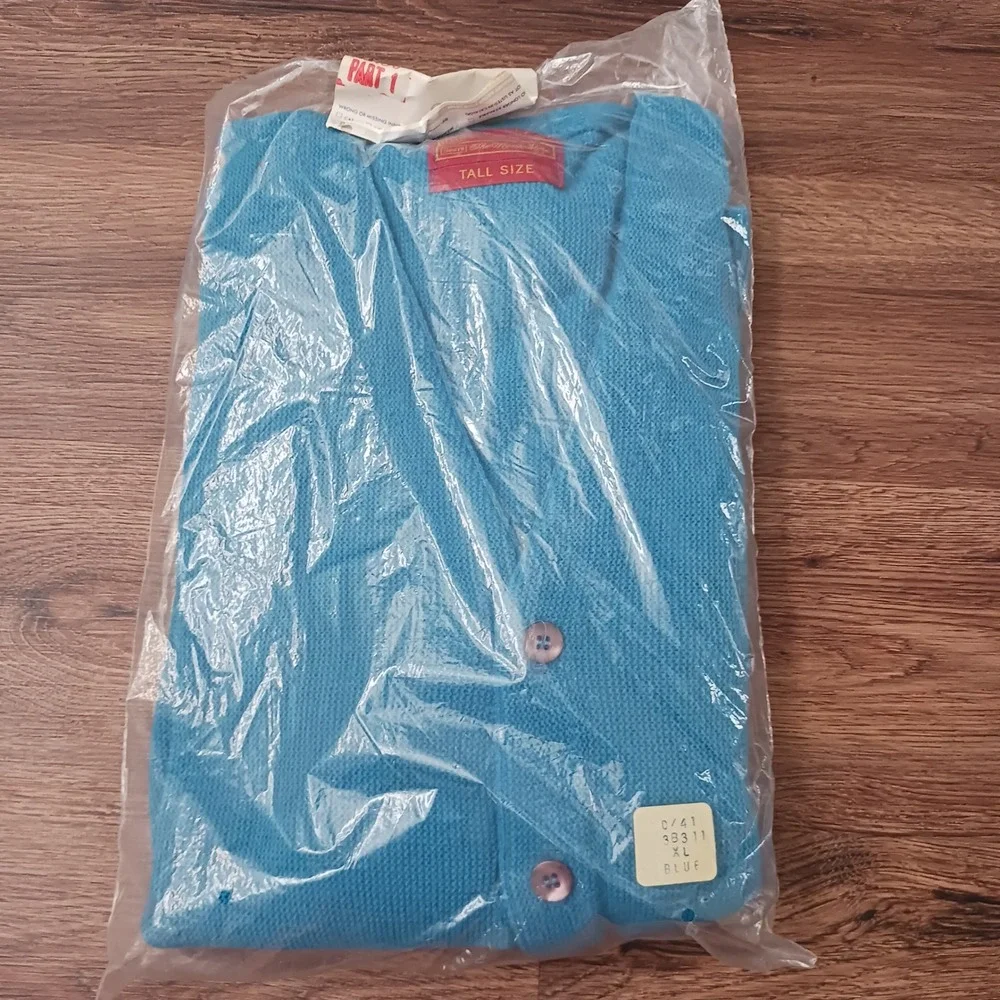 Vintage Sears Kings Road Shop Blue Orlon Acrylic Cardigan Sweater Mens XL Tall